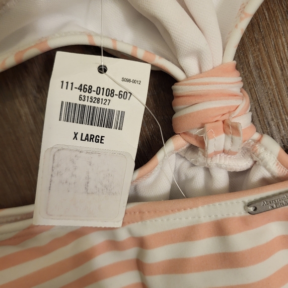Abercrombie & Fitch Floral & Striped Knot Tie Monokini Pink & White Size XLarge - Picture 7 of 11